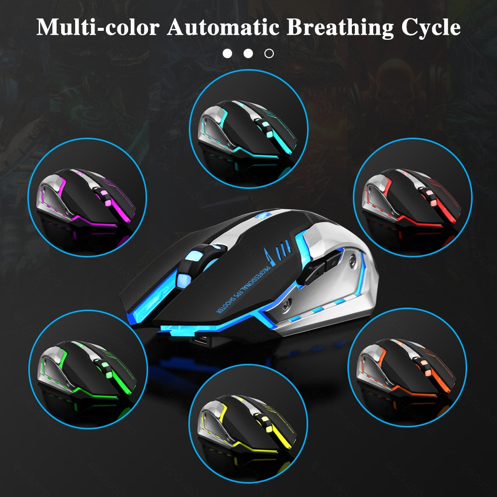 LED Backlit Gaming Mouse Rechargeable 2.4G Wireless