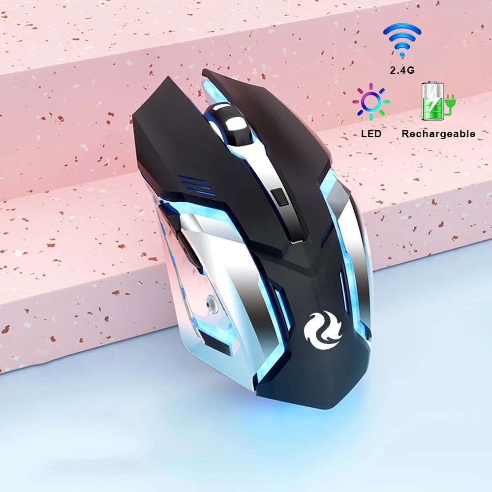 LED Backlit Gaming Mouse Rechargeable 2.4G Wireless